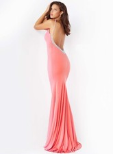 Jovani Hot Pink Satin Formal Gown with Rhinestone Cutout Back, Size 6, listing 2