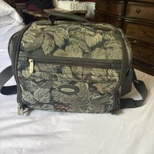 Vintage Jaguar Tapestry Floral Soft-Side Luggage Suitcase