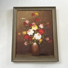 Vintage Floral Still Life Oil Painting in Carved Wood Frame — listing 6