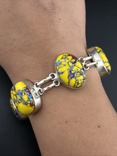 Sterling Silver Turquoise & Yellow Jasper Multi-Strand Beaded Bracelet — listing 4