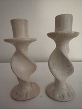 Pair of Hand-Carved Kisii Soapstone Twisted Candlesticks with Incised Spiral Line Decoration — listing 2