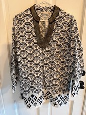 Soft Surroundings Cream Floral Embroidered Peasant Blouse, Size Medium — listing 5