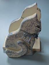 Hand-Painted Ceramic Cat & Mouse Napkin Holder / Letter Rack with Relief Figures