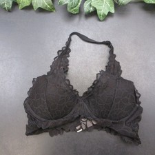 Black Lace & Cream Padded Underwire Bra with Polka Dot Mesh, Size 38D, listing 3