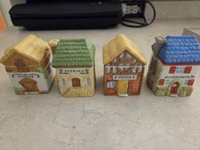 Avon Spice Village Ceramic Cottage Spice Jar Set with Wooden Display Shelf (12 Pieces) — listing 2