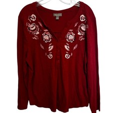 Style & Co. Women's Floral Ditsy Print Henley Short-Sleeve Knit Top, Size PL (Petite Large) — listing 4