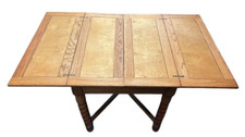 Antique European Draw-Leaf Trestle Dining Table with Carved Scroll Feet and Turned Stretcher, circa 1900-1930s — listing 2