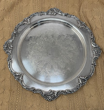 Antique Silver-Plated Serving Spoon with Engraved Bright-Cut Bowl and Scrolled Handle — listing 2