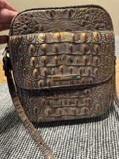 Brown Leather Flap Crossbody Bag with Embossed Monogram — listing 5
