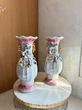 Vintage Capodimonte-Style Lustreware Vase with Applied Porcelain Roses — listing 6