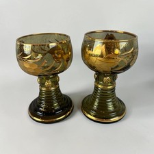 Vintage Roemer German Wine Glasses with Green Beaded Prunt Stems (Set) — listing 4