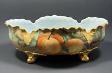 Ornate Reticulated Porcelain Console Bowl with Heavy Gold Gilt and Cobalt Enamel — listing 6
