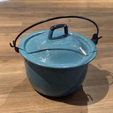 Blue Speckled Enamelware Stockpot Set with Pasta Insert, Steamer Lid & 4 Soup Bowls — listing 4