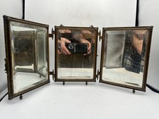 Antique Triptych Dresser Mirror with Carved Wood Frame and Rope-Twist Accents — listing 2