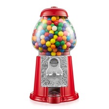 Vintage-Style Red Diecast Metal & Glass Gumball/Candy Dispenser Machine
