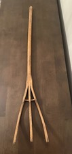 Antique Farm Tool Wall Display - Hay Forks, Ox Yoke, Cast Iron Wheel & Hand Drill