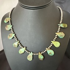 Navajo Sterling Silver and Gunmetal Hematite Bead Necklace, 18" with 1.5" Loop Drop — listing 2