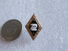 Antique Kite-Shaped Fraternity / Sorority Enamel Badge Pin with Seed Pearls Yes - Greek letters — listing 6