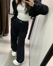 Black Long-Sleeve Wide-Leg Jumpsuit with Front Keyhole and Twist-Knot Waist, listing 3