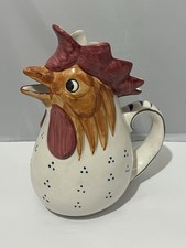 Vintage Hand-Painted Rooster Ball Pitcher, Yellow Ware Style — listing 3
