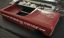 Vintage 1960s Pressed-Steel Pink & White Pedal Car with Chrome Steering Wheel — listing 4