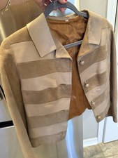 Vintage Suede Front Panel V-Neck Knit Sweater — listing 2