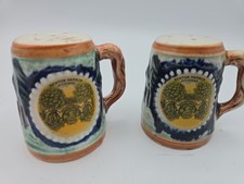 Vintage Michigan Souvenir Miniature Teapot Salt & Pepper Shakers with Tray, Silver-Tone