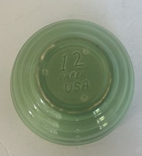 Vintage Green Ceramic Plate with Interlocking Monogram Backstamp, Made in USA — listing 6