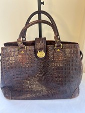 Vintage Brahmin Black Leather Doctor's Frame Bag with Croc-Embossed Trim — listing 6