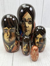 Beatles Hand-Painted Russian Matryoshka Nesting Doll Set of 5 (Lennon, McCartney, Harrison, Starr, Guitar) — listing 4