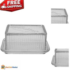 Pressed Glass Domed Butter Dish with Scalloped Underplate — listing 2