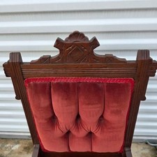 Antique Victorian Eastlake Walnut Parlor Chair with Burgundy Velvet Upholstery — listing 5