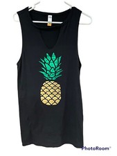No Boundaries "Life Is Sweet" Pineapple Graphic Tie-Front Tank Top, Blue, Size Small — listing 4