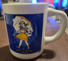 Set of 4 Vintage Morton Salt "When It Rains It Pours" Pedestal Coffee Mugs — listing 5