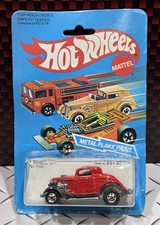 Hot Wheels '34 Ford 3-Window Coupe, Red with Flame Tampos, Blackwall Wheels