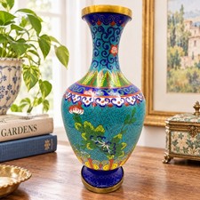 Chinese Cloisonné Miniature Baluster Vase with Lotus and Cloud Scroll Motif