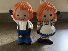 Vintage Ceramic Raggedy Ann Coin Bank with Yarn-Textured Hair — listing 5
