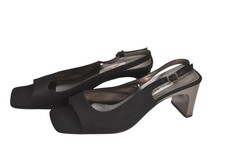 Bruno Magli Greta Black Patent Leather Peep-Toe Slingback Heels, Size 10 B — listing 4