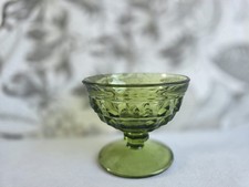 Vintage Avocado Green Glass Footed Sherbet / Dessert Compote Dish — listing 5