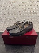 Gucci Men's Red Pebbled Leather Horsebit Driving Loafers with Web Stripe — listing 4