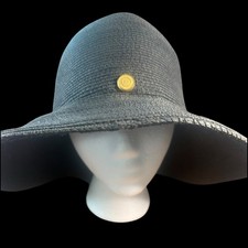 Eric Javits New York Black Wide Brim Sun Hat with Bow Detail — listing 5