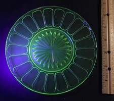 Green Uranium Depression Glass Small Plate with Grape & Leaf Pattern, 5.5 inches — listing 3