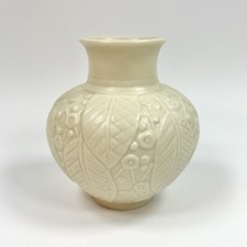 Rookwood Pottery Matte Mauve Baluster Vase with Molded Leaf Design