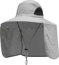 Sun Blocker Grey Wide-Brim Boonie Sun Hat with Neck Flap, One Size, listing 2