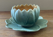 Weller Pottery Lotus Lidded Rose Bowl with Figural Lotus Bud Finial — listing 2