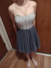 Teeze Me Pink Ombré Glitter Tulle Ruffled V-Neck Prom Gown, Size 1/2 — listing 5
