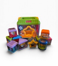 Vintage Fisher-Price Baby's First Blocks Shape Sorter (yellow/blue) with Blocks Partial set — listing 4