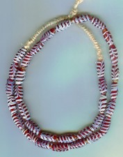 Vintage African Trade Bead Necklace with Venetian Chevron Focal Bead, Millefiori & Hand-Painted Glass Beads — listing 2