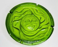 Blenko Wayne Husted Sun Face Omnibus Art Glass Vase in Sea Green — listing 6