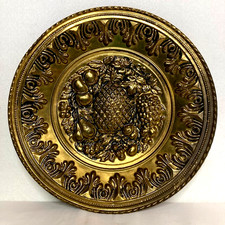 Vintage English Embossed Brass Fruit Wall Plate with Pineapple Motif — listing 4